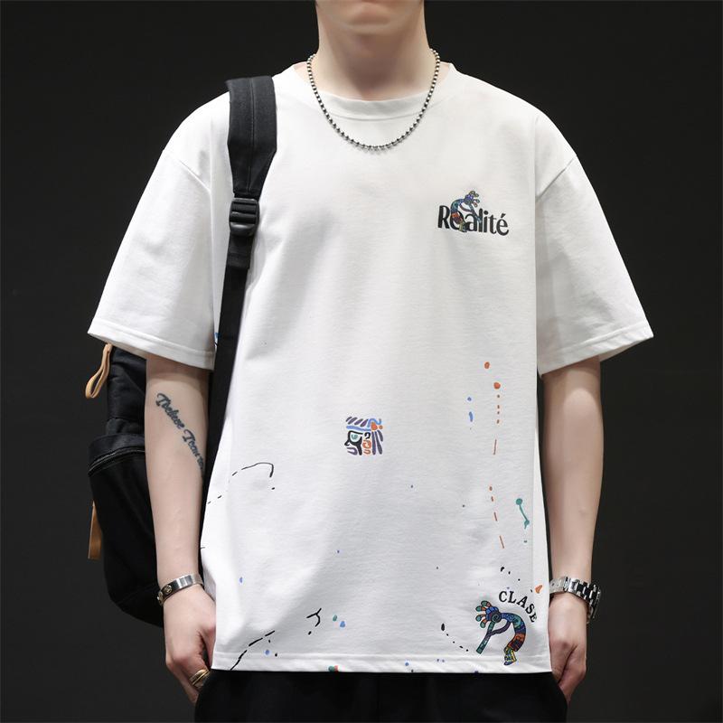 New Graffiti Short Sleeved T-shirt for Men's Summer Thin T-shirt Plus Size Men's Short Sleeved Shirt