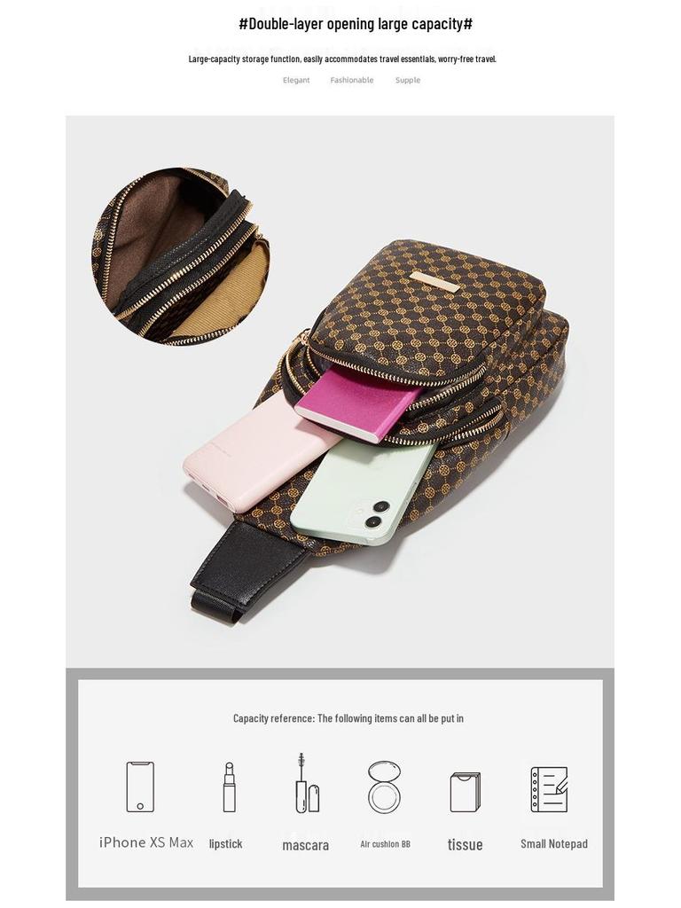 Women's Leopard Print Chest & Waist Bag - European & American Fashion, Large Capacity, Single Shoulder, Crossbody, Commuting & Phone Storage Bag