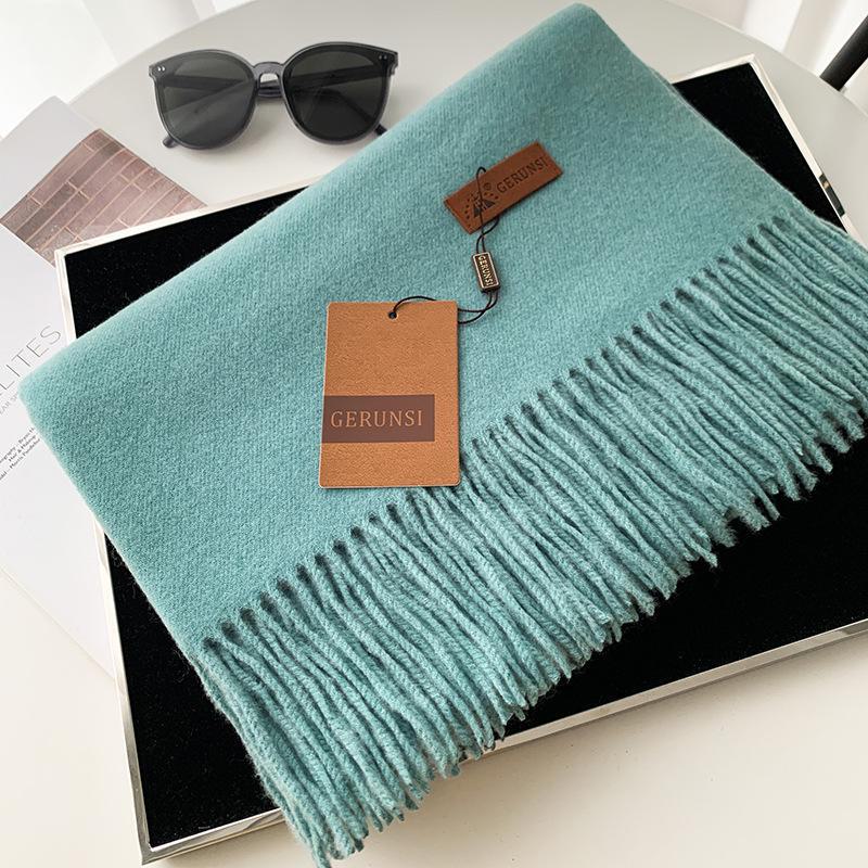 Women's 300g Solid Color Imitation Cashmere Scarf – High-End, All-Match, Warm Autumn/Winter Shawl.