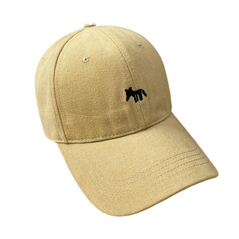 Korean Hat Women's Winter Cute Embroidered Little Fox Baseball Cap Big Head Circumference Showing Face Small Versatile Brushed Peaked Cap