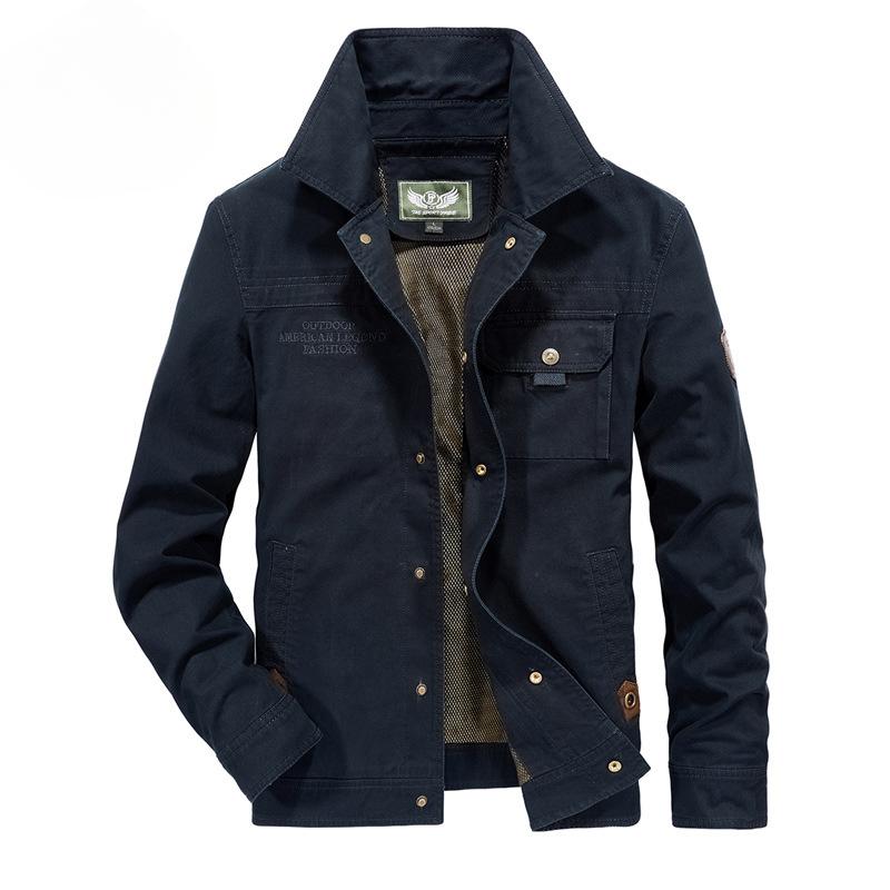 New Spring and Autumn New Men's Casual Washed Cotton Solid Color Jacket Middle-aged Tooling Jacket Men