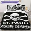Benutzerdefinierter Name St. Pauli Muster Bettwäsche Steppdecke Set Steppdecke Bezug Kissenbezug Heimdekoration Geburtstagsgeschenk (1*Bettbezug+2*Kissenbezug ohne Füllung)