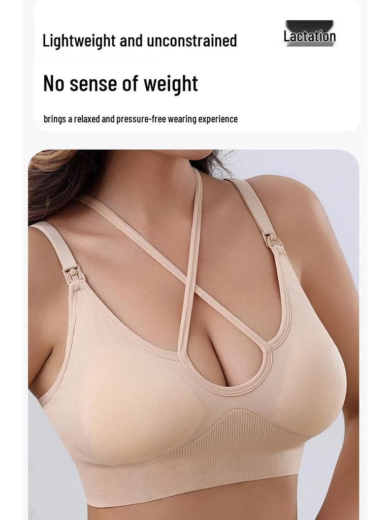 Seamless Cross-Border Vest-Style Nursing Bra with Removable Pads for Yoga & Postpartum
