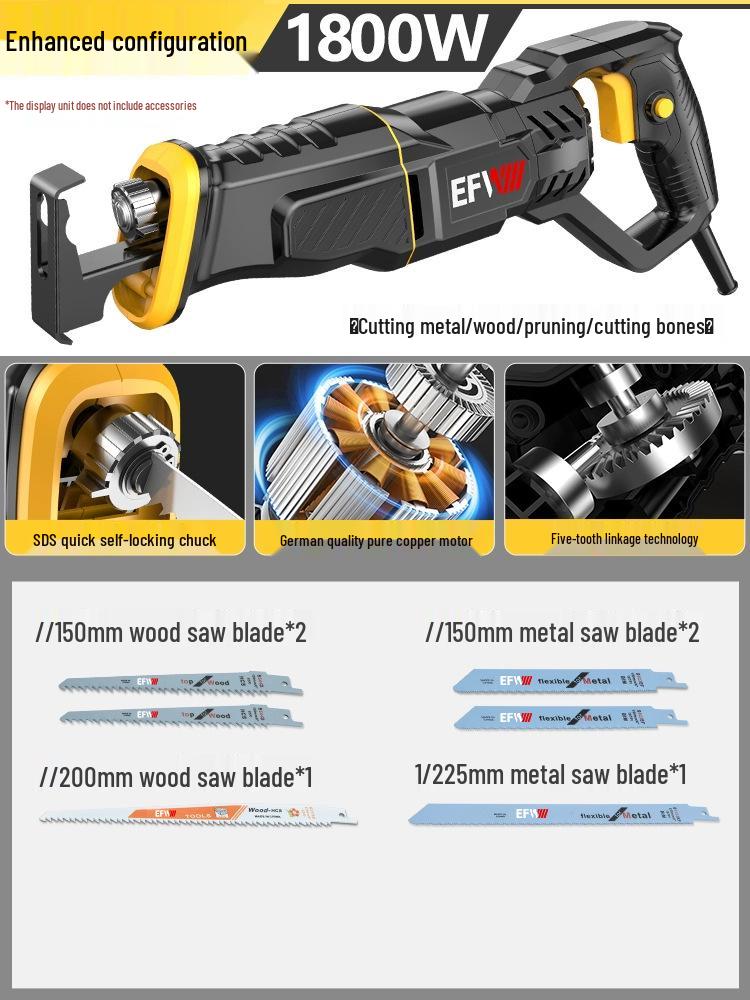 Universal Electric Reciprocating Machete Saw for Wood, Steel, Bone, and Walls