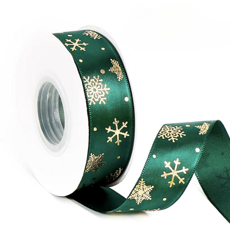 Bronzing Weihnachtsbänder Bedruckte Polyesterbänder für Schleifen Geschenkbox Verpackungsband DIY Weihnachtsdekoration Basteln