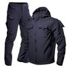 Men's Winter Fleece-Lined Softshell Jacket and Pants Set for Outdoor Activities