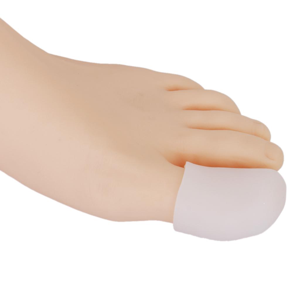 Pair Of Silicone Gel Reusable Washable Toe Caps Pain Reliever FIT FOR Adult Big White