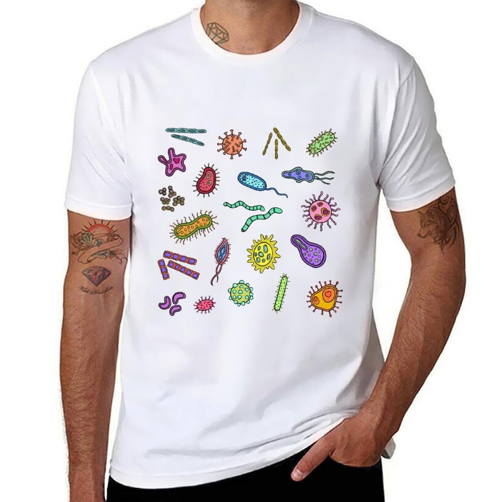 Microbes Pattern TShirt No Iron Casual Short Sleeve Top