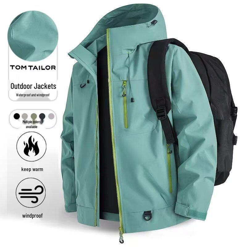 American Retro Mountain Windbreaker: Color Block, Multi-Zipper, Hooded, Waterproof Jacket for Hiking and Mountaineering