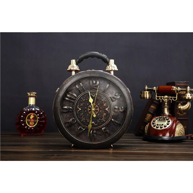 Roman Retro Personalized Clock Handbag Creative Antique Round Clock Shape Oblique Span Bag