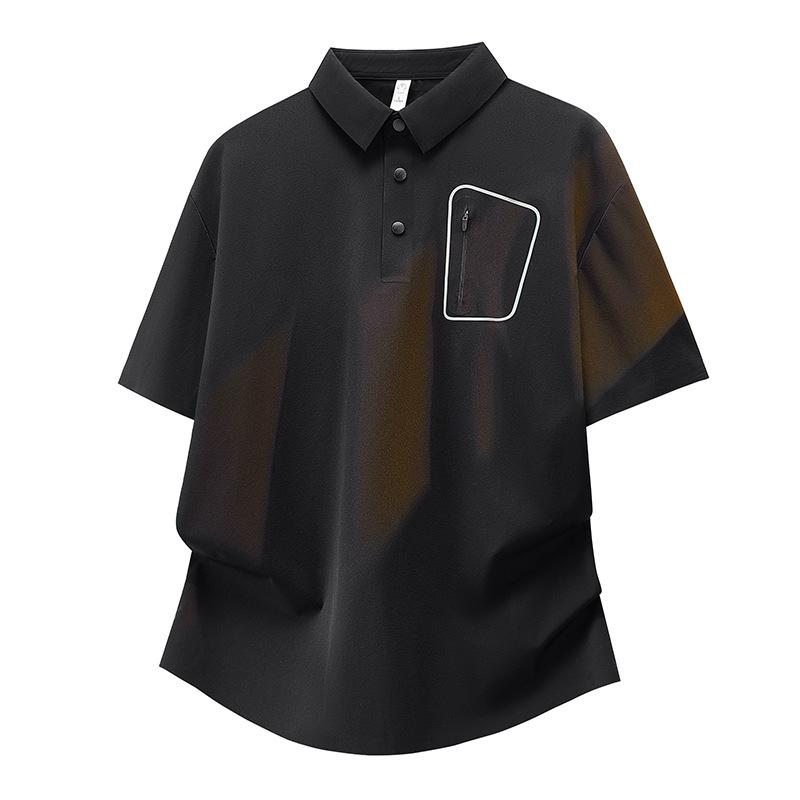 Polo shirt men s ice silk nylon high-end seamless business casual ice-feel lapel men s short-sleeved T-shirt quick-drying 2XL