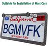BGMVFK Black Carbon Fiber License Plate Frame- Rust Proof Aluminum Slim Car Tag Holder, Heavy Duty Plate Mount Kit- Screws, Caps Cover, Rattle Proof