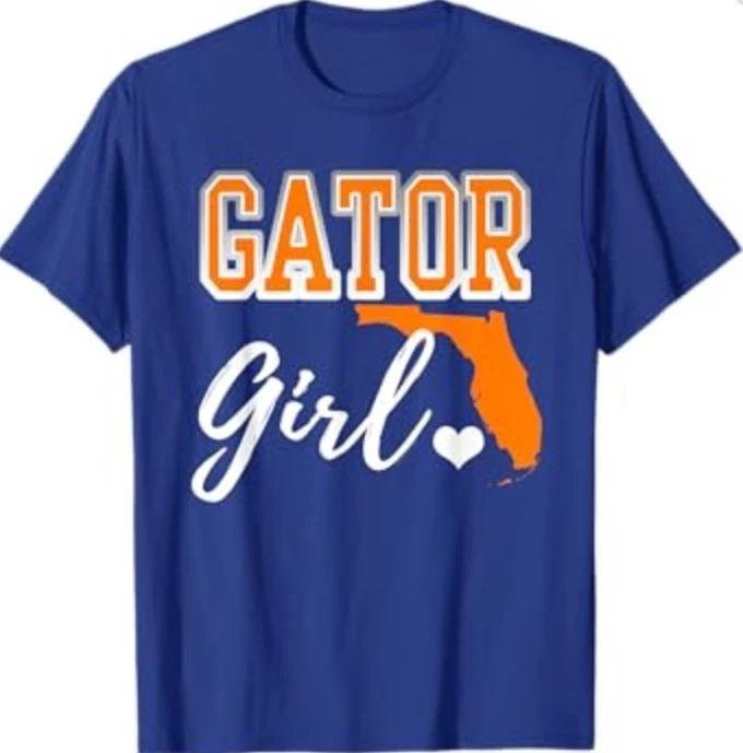 Gator Girl Florida Heart Map Shape Souvenir Gift for Women T-Shirt S
