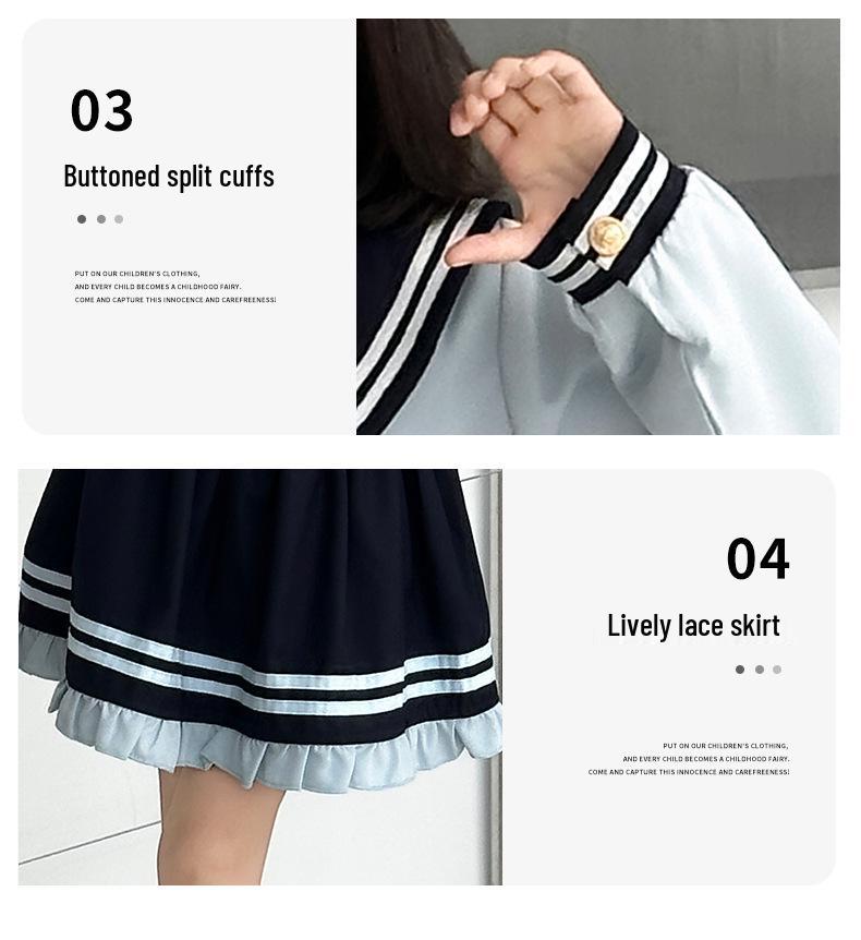 2025 Mädchen Frühling/Herbst Koreanische Matrosenuniform Rockset für Mittel- und Großkinder