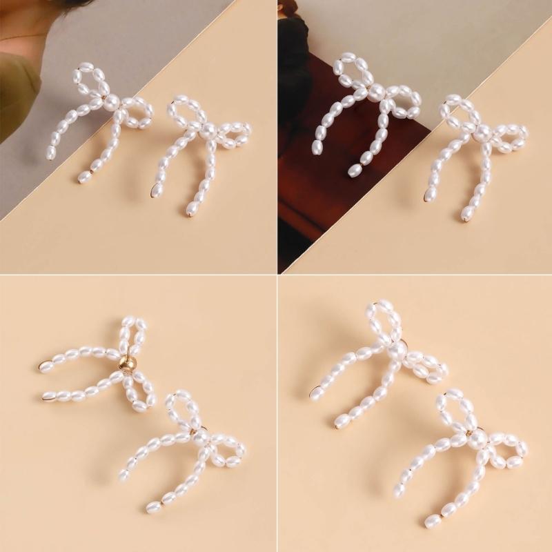 Temperament Dangle Earrings Pearl Bowknot Pendants Pendant Earrings Jewelry
