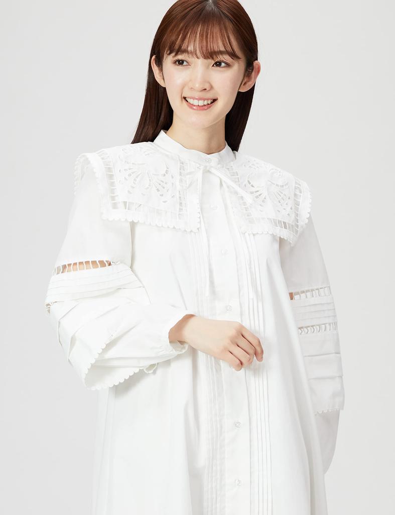 Snidel Punched Lace Big Collar Dress SWFO221058 White F Women's