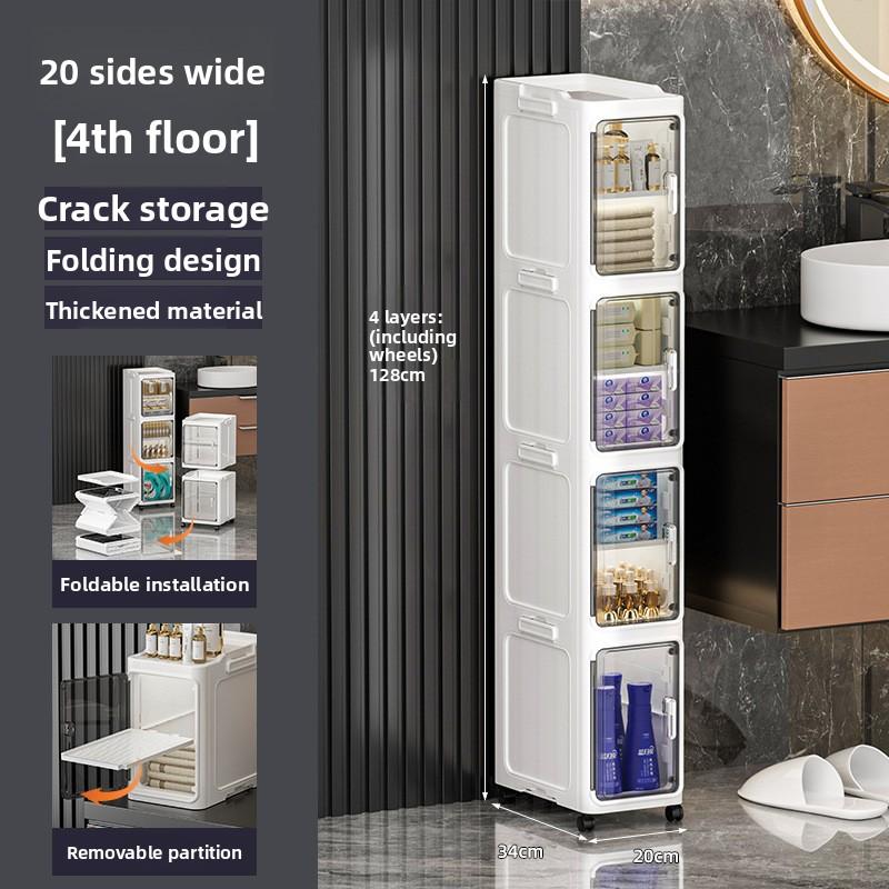 Folding bathroom storage cabinet 1/2/3/4/5/6 layers rack trolley kitchen bathroom locker children's toy folding cabinet narrow cabinet