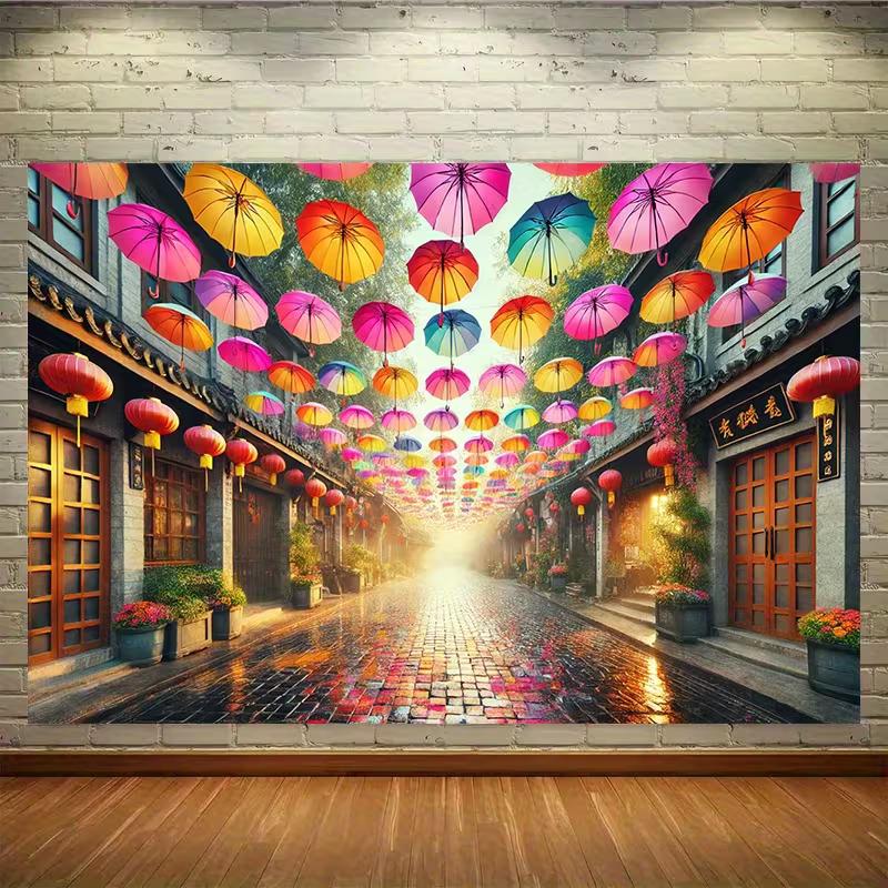 

2D Chinese Old Street Photo Booth Background for Themed Parties 47.2x31.5inch/120*80cm