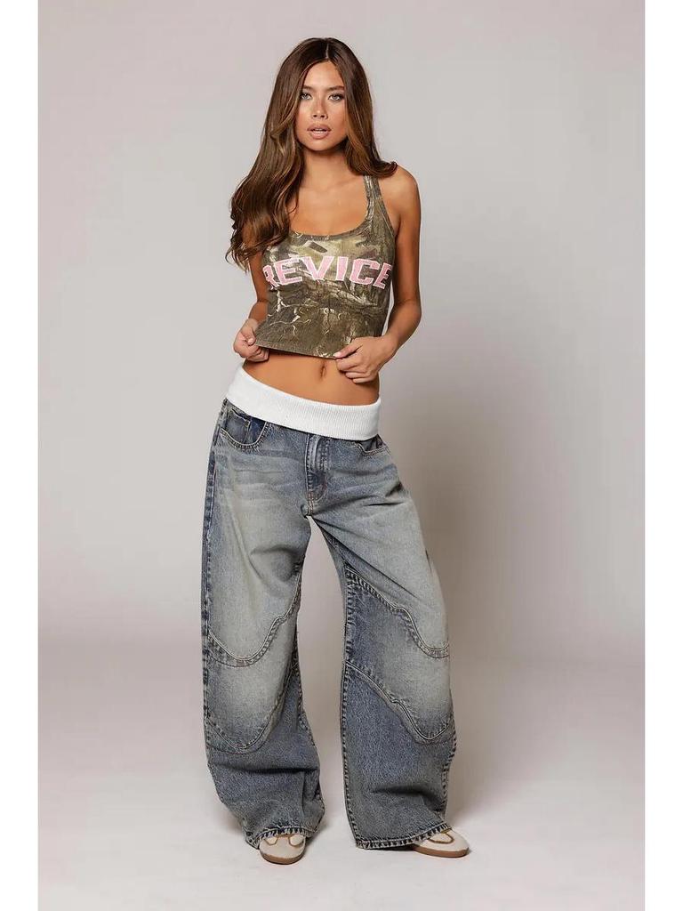 Vintage Faded Denim Loose Straight-Leg Ripped Jeans for Women - European & American Street Retro Style