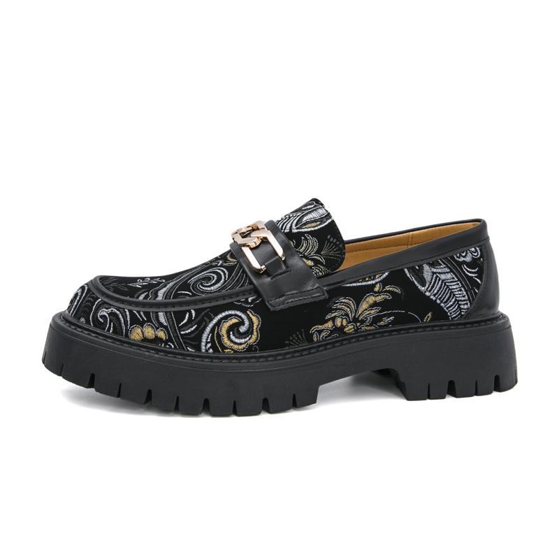 Scarpe da Uomo con Plateau Mocassini Eleganti Scarpe Elevator Punk Scarpe Formali da Lavoro Stampa Suola Spessa Creepers Taglie Forti