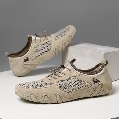 Sapatos Casuais Esportivos Masculinos de Verão Couro Genuíno Malha Sapatos Polvo Sapatos Masculinos