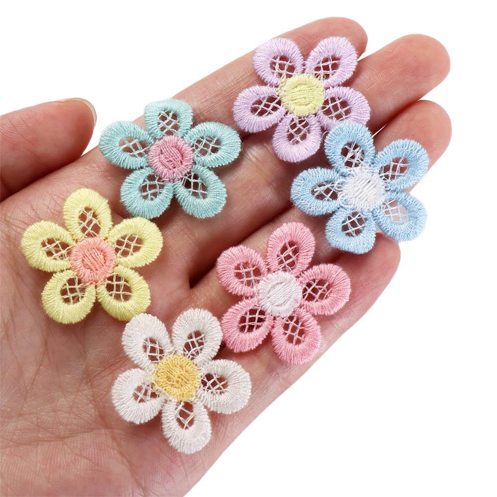 Supplies for Girls Embroidered DIY Crafts Headwear Accessories Knitting Material Flower Patches