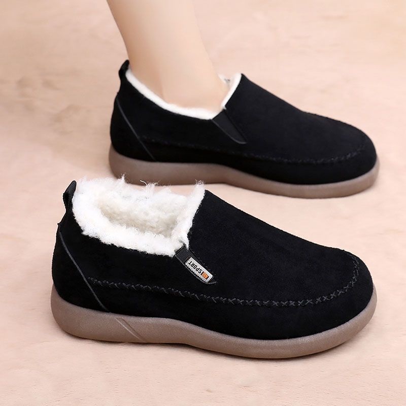 2025 Winter New Fleece Thickened Snow Boots, Thick-soled Heightened Casual Shoes, One-foot Loafer Cotton Shoes
