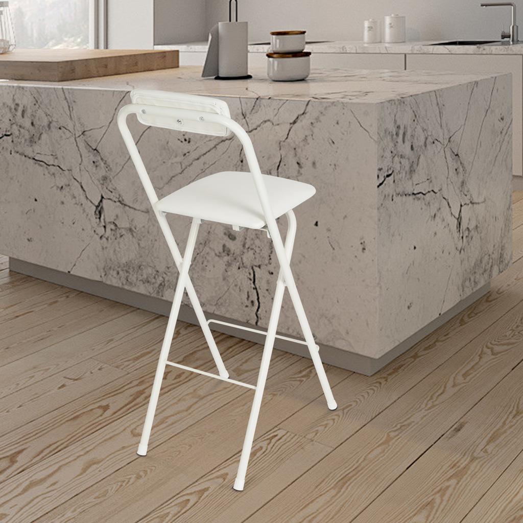White Portable Folding Chair(70cm Sitting Height,275.58lbs Carrying Capacity), Simple Decorative High Stool For Bar & Restaurant