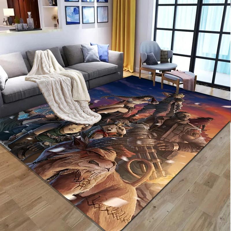 Final Fantasy Pattern Rug, Indoor/Outdoor Mat, for Picnic, Gameroom, Bedroom, Office, Living Room, Home Decor Carpet, Birthday Gift