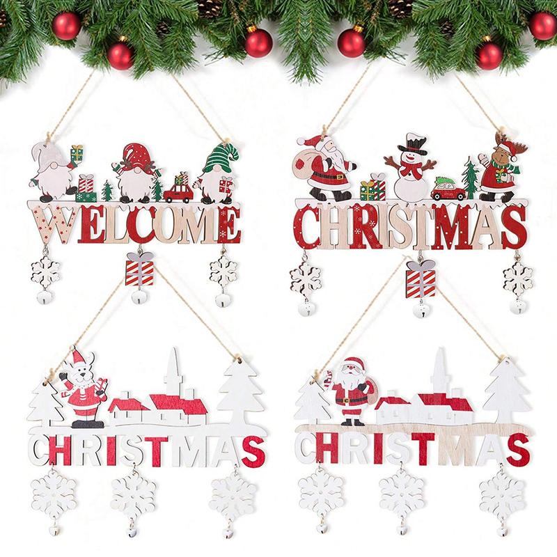 Wooden Christmas Pendant Door Hanging Decoration Used for Decorating Family Walls Christmas Trees Merry Christmas Gifts