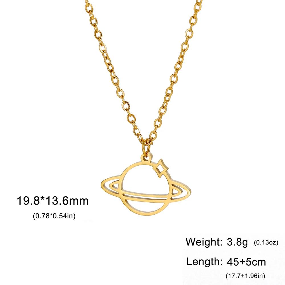 Collana Girocollo Cazador Trendy Pianeta Saturno Universo per Donna Acciaio Inossidabile Catena Collo Gioielli Regalo di Compleanno