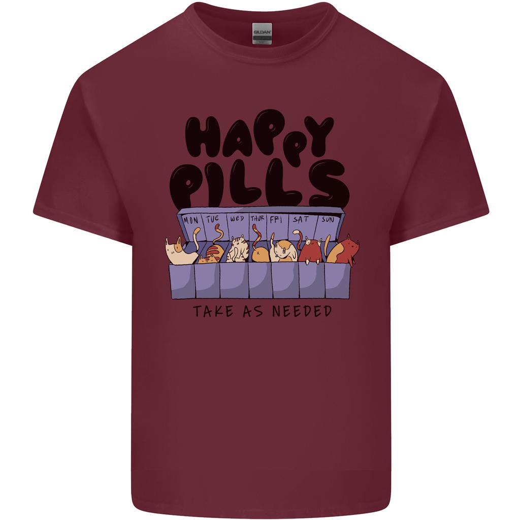 Cats Happy Pills Funny Feline Unisexs Light Cotton TShirt
