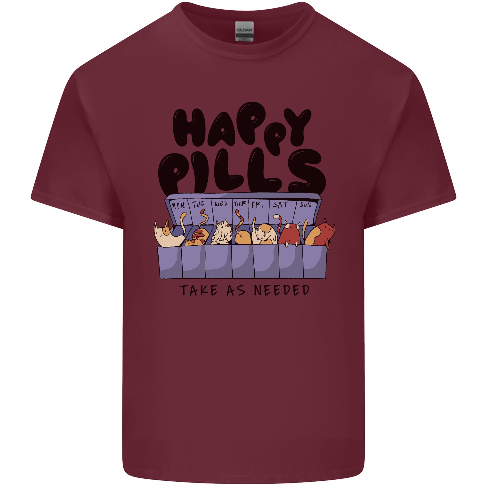 Cats Happy Pills Funny Feline Unisexs Light Cotton TShirt S