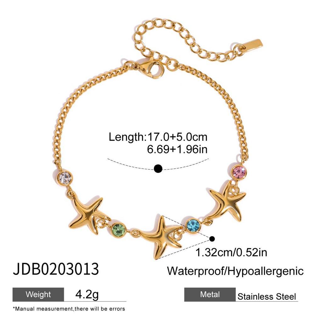 European and American zircon starfish bracelet stainless steel non-fading jewelry titanium steel jewelry