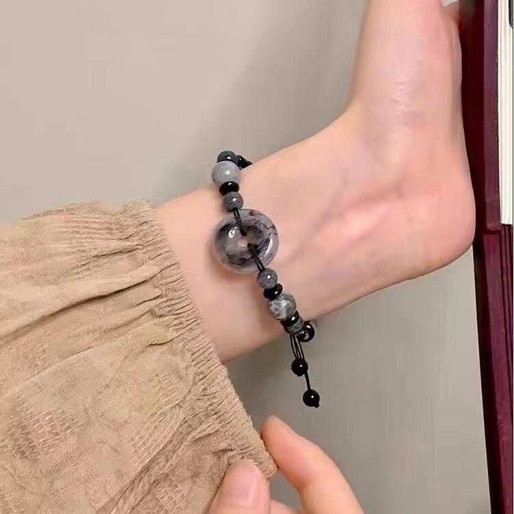 Black Beaded Highend Bracelet Exquisite Chinese Style Resin Stone