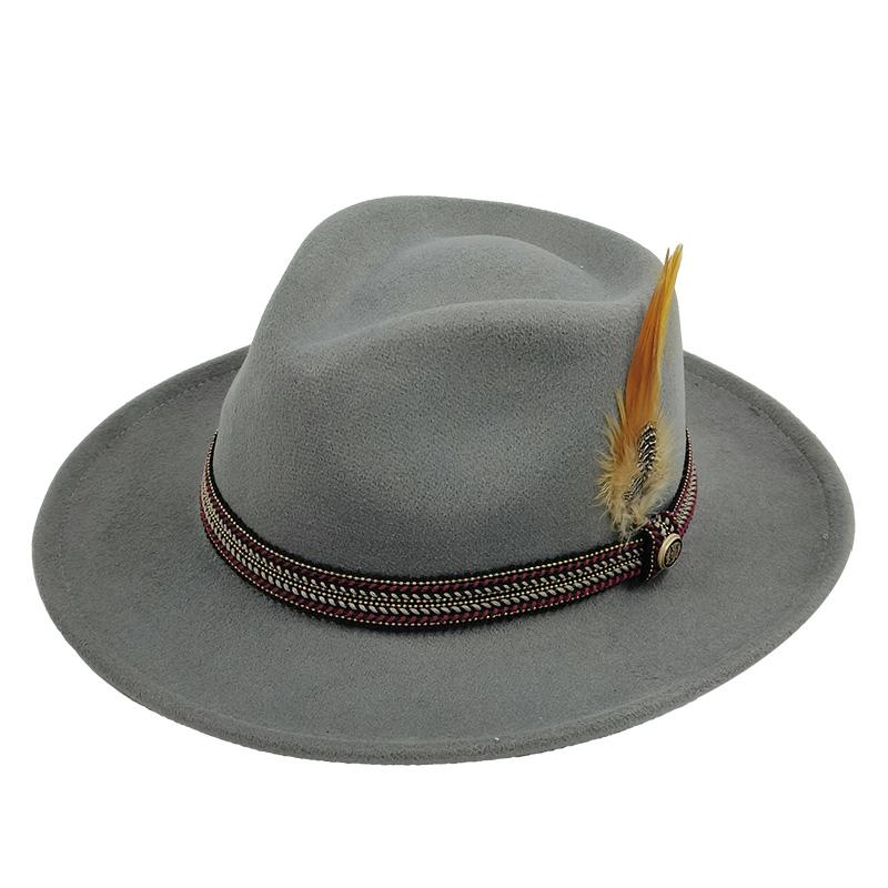 

Vintage trilby feather fedora hat for men business Simple Gentleman classic hat Winter Autumn Jazz Caps sombrero hombre