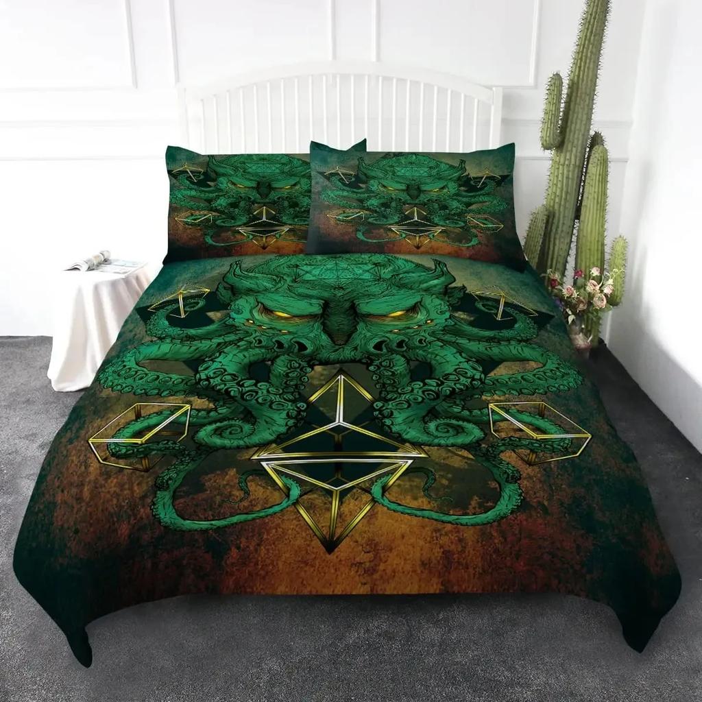 Oktopus Bettbezug Set Oktopus Tentakel Bettwäsche Set Nautisch Ozeanblau Bettwäsche Meer Marine Themen Steppdeckenbezug Doppelbettgröße