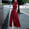 Spring new models, European and American women's clothing, slim-fitting and elegant temperament, solid-color French dress