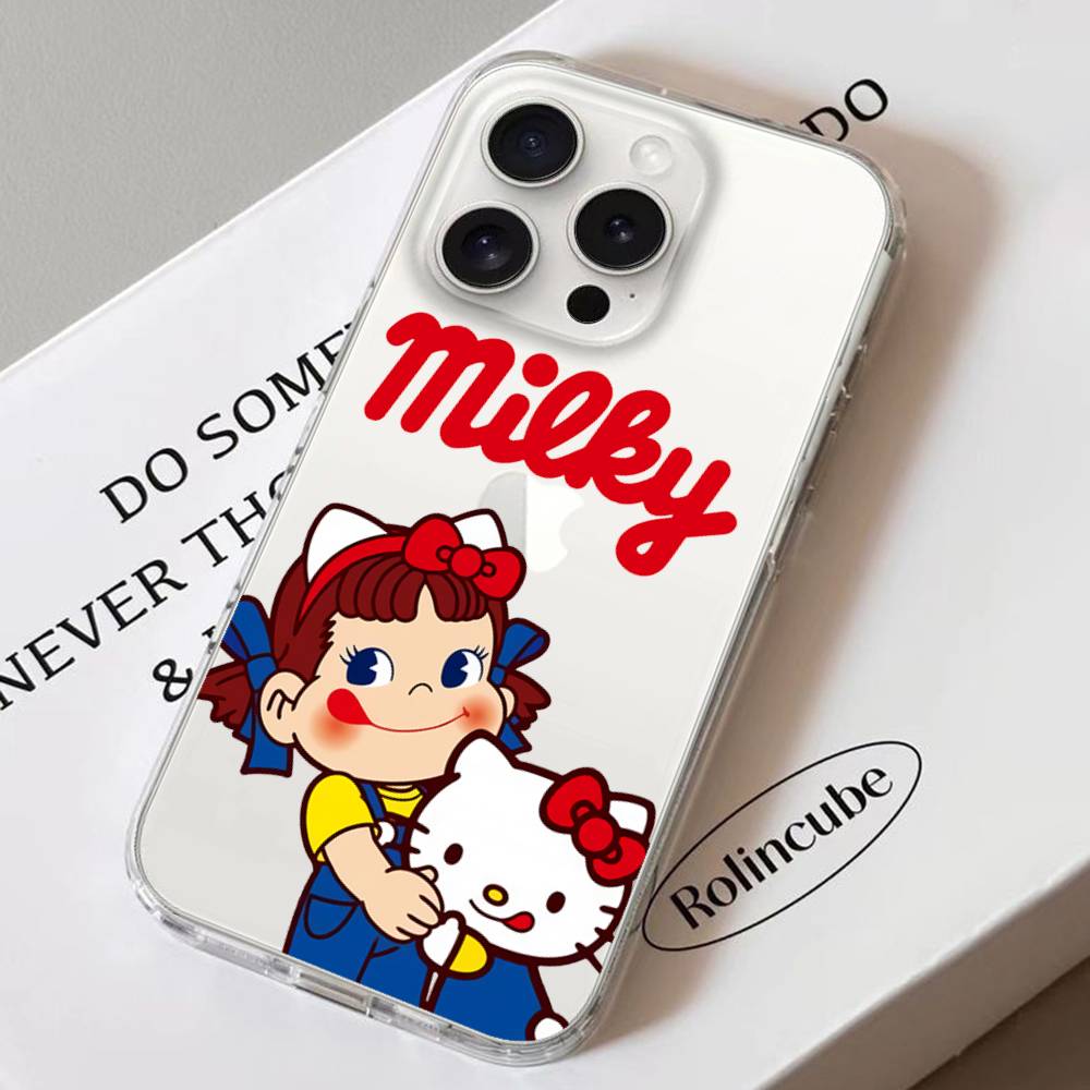 Fujiya Milky Peko Chan Phone Case For IPhone 17 16 15 11 14 12 13 16 Pro Max X XR XS Max Plus Clear Soft Cover