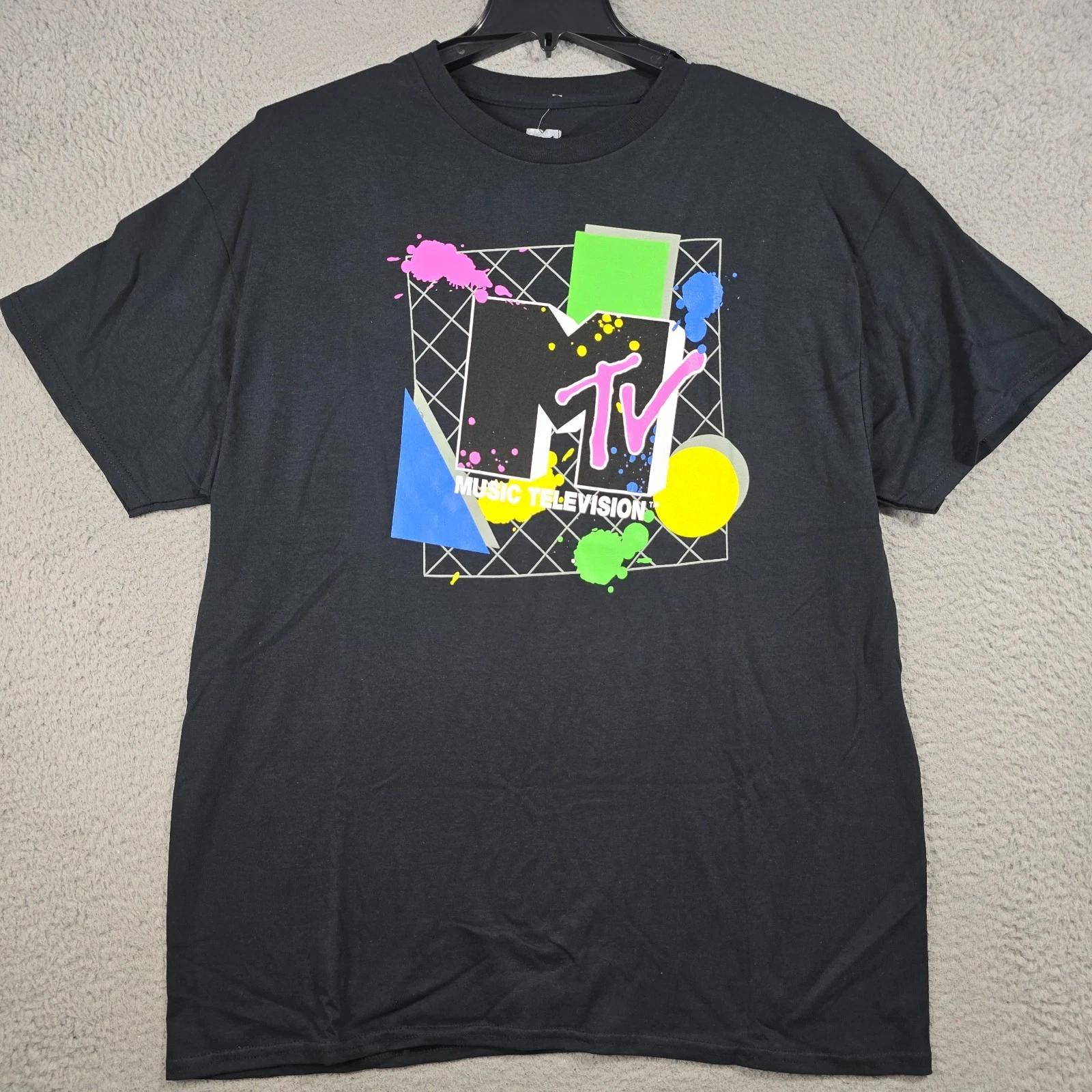MTV MUSIC TELEVISION SHIRT Mens Extra Large XL BLACK MUSIC Casual 90s 80s NWT 3XL