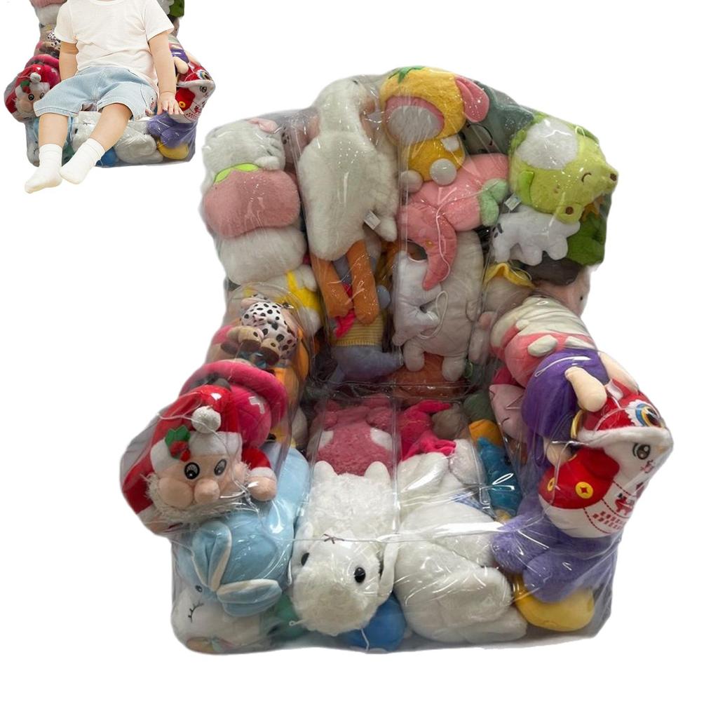 Transparent Children Plush Toys Storage Chair Cover Bean Bag With Zipper Waterproof Capacity Large Doll Storage Bags
