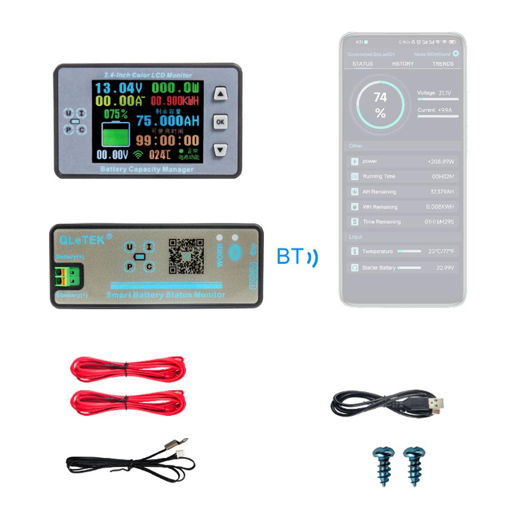 2.4 Inch Wireless BT Voltage Meter Current Meter Ammeter Voltmeter Coulometer Battery Power