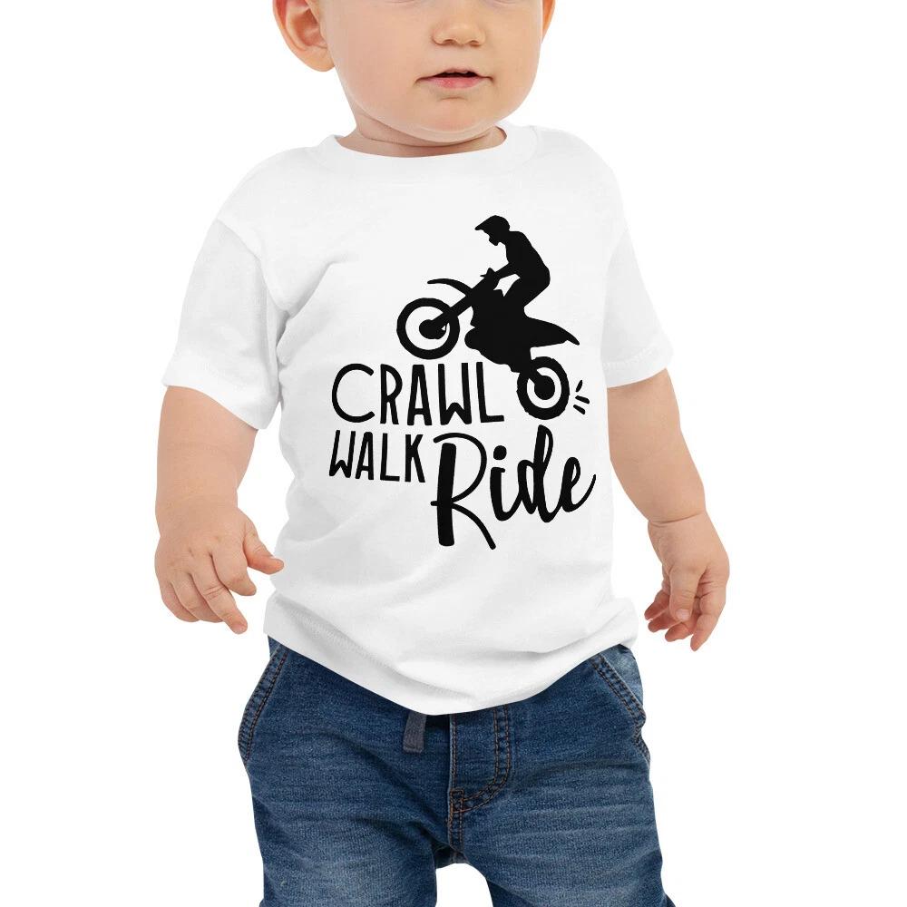 Funny Dirtbike Baby Infant Boy Girl Tee Outfit Clothing, Crawl Walk Ride T-Shirt L
