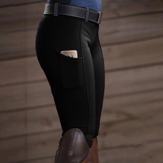 Frauen einfarbige Tasche Hip Lift elastische Reithose Pferderennen Hose
