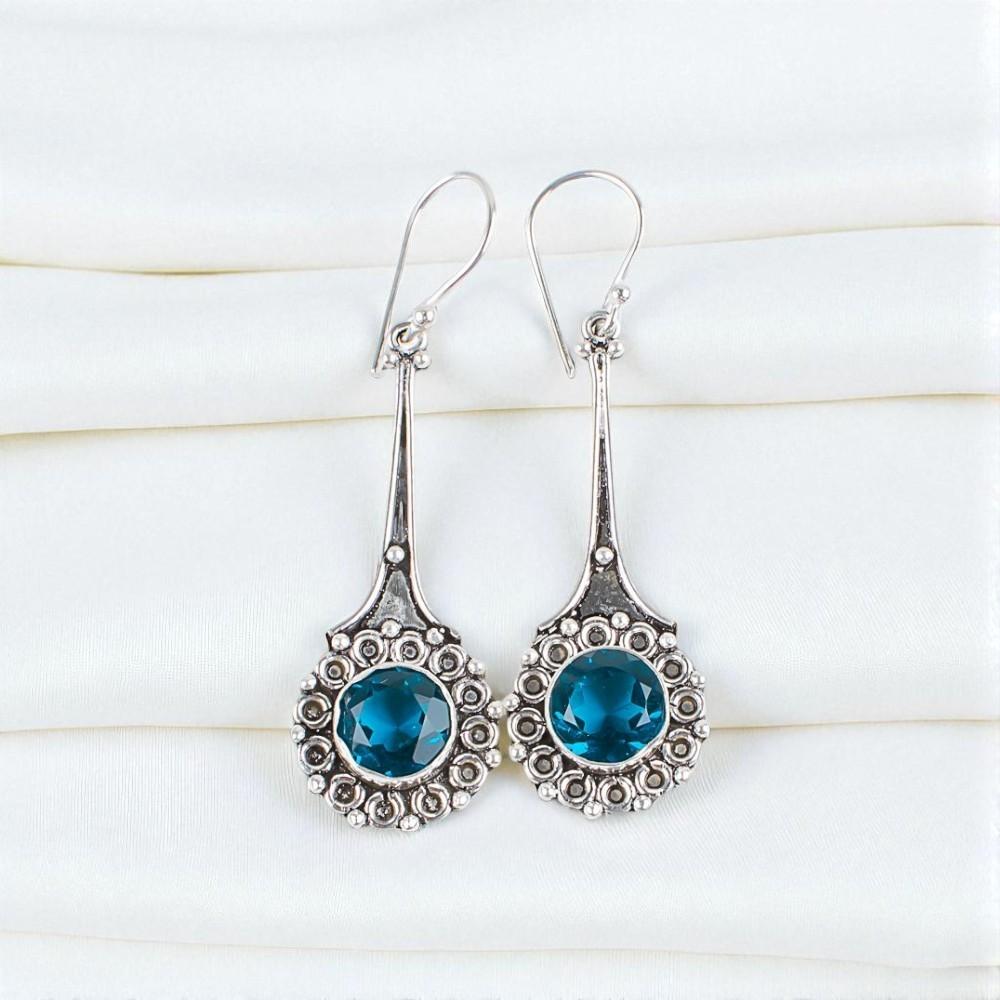 

Апатит Драгоценный камень 925 Стерлинговое серебро Ювелирные изделия Ручной работы Серьги-капли/висюльки 2,52 EE-77-12