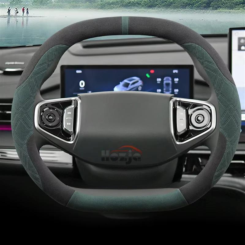 Suede Leather Car Steering Wheel Cover for Ford Tourneo Custom 2024 2025 Non-slip Car-styling Auto Accessories