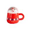 Christmas Cartoon Creative Snowman Super Cute Ceramic Cup with Lid Couple Flower Tea Cup Office Coffee Mug