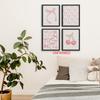 Hxlac Pink Bow Coquette Wall Art Prints Set of 4 Unframed - Pink Preppy Wall Decor, Coquette Preppy Aesthetic Bow Cherry Teen Girl Dorm Room Decor,