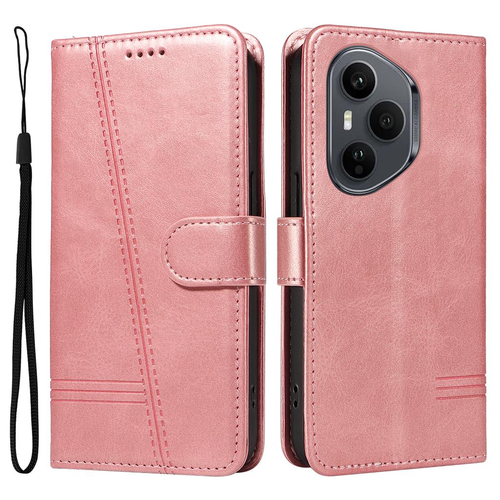 For Honor 400 Pro 5G (Global) Wallet Case T-Shape Lines Leather Phone Cover Stand