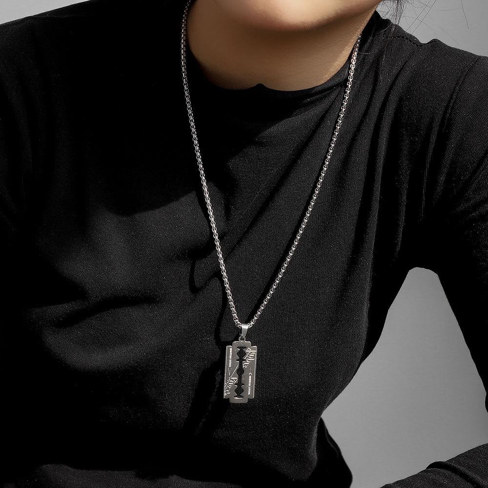 Trendy Titanium Steel Men's Dog Tag Necklace - Hip-Hop Style Pendant Chain